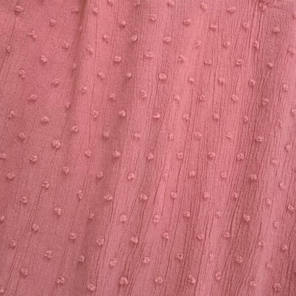 Ann Taylor LOFT Women's Rose Pink Textured Blouse Size Medium Peasant Polka Dots - Picture 7 of 13